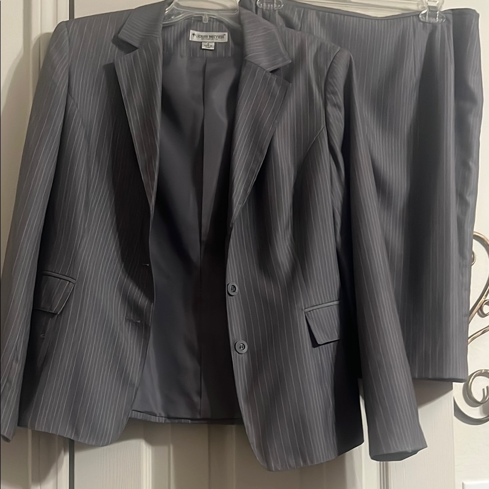 Gray Pinstripe Skirt Suit by John Meyer